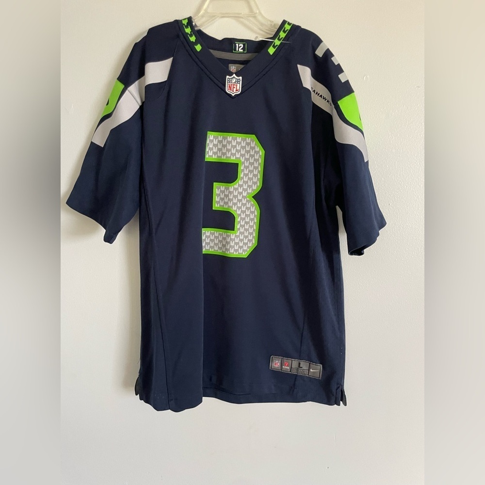 Seattle Seahawks NFL Nike football Navy Blue Jersey size youth large